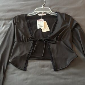 Gaze Black Lace Trim Top